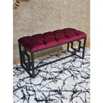 Siyah Boyalı Içi Kareli Diktörtgen 100 cm x 40 cm Oturak Puf - Bench - Makyaj Oturağı - Oturak Bordo Renk 100 x 40 Boyut/ebat - Renkli