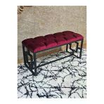 Siyah Boyalı İçi Kareli Diktörtgen 100 Cm X 40 Cm Oturak Puf - Bench - Makyaj Oturağı - Oturak Bordo Renk 100 X 40 Boyut/Ebat