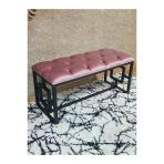 Siyah Boyalı İçi Kareli Diktörtgen 100 Cm X 40 Cm Oturak Puf - Bench - Makyaj Oturağı - Oturak Pembe Renk 100 X 40 Boyut/Ebat