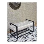 Siyah Boyalı Metal 80 Cm Puf Bench - Antre Puf - Hol Bench - Puf - Oturak - Bench Krem Renk 90 X 45 Boyut/Ebat