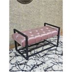 Siyah Boyalı Metal 80 cm Puf Bench - Antre Puf - Hol Bench - Puf - Oturak - Bench Pembe Renk 90 x 45 Boyut/ebat - Renkli