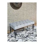 Siyah Boyalı Tel Ayaklı 90 Cm Puf Bench - Puf - Bench - Kasalı Oturak - Oturak - Yatak Ucu Puf Gri Renk 90 X 41 Boyut/Ebat