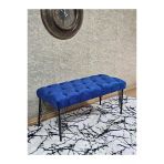 Siyah Boyalı Tel Ayaklı 90 Cm Puf Bench - Puf - Bench - Kasalı Oturak - Oturak - Yatak Ucu Puf Mavi Renk 90 X 41 Boyut/Ebat