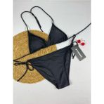 Siyah Boyundan Bağlamalı Şık Üçgen Kadın Bikini Takımı - 000-Siyah - XL