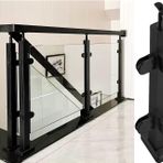 Siyah Cam Korkuluk Kelepçe Kitleri Paslanmaz Çelik, Kapalı Platform Cam Korkuluk Direği, Güverte Korkulukları/Ev Bahçe/Veranda Merdivenleri için Bağlantı için Döner Bağlantılı (Boyut: 115 cm/45 inç,