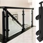 Siyah Cam Korkuluk Kelepçe Kitleri Paslanmaz Çelik, Kapalı Platform Cam Korkuluk Direği, Güverte Korkulukları/Ev Bahçe/Veranda Merdivenleri için Bağlantı için Döner Konnektörlü (Boyut: 115 cm/45 inç,