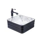 Siyah Çanak Lavabo Mermer Desen Seramik Lavabo Banyo Çanak Kare 40X40 Armatür Hariçtir