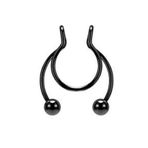 Siyah Cerrahi Çelik Çift Boynuz Fake Septum Sıkıştırmalı Piercing