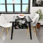 Siyah Çiçek Runner-TR109, 140x45cm (İnce Keten, Uluslararası Yıkama Ve Solmama Sertifikası)