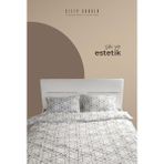 Siyah Çizgili Pamuklu Çift Kişilik Nevresim Takımı - Beyaz - 220 x 240 cm