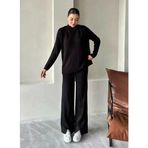 Siyah Clara Çimalı Pantolon Triko Takım
