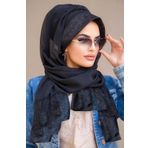 Siyah Dantelli Şapka Şal - 50803