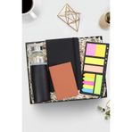Siyah Defter & Siyah 500 Ml Su Matarası & Dikişli Mini Not Defteri & Yapışkanlı Notluk Hediye Seti