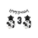 Siyah Doğum Günü Yaş Balon Set, 3