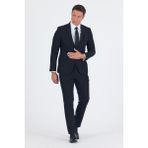 Siyah Düz Gabardin Kılıç Yaka 2 Düğme Pamuklu 6 Drop Slim Fit Basic Takım Elbise 1001250011_001 - 56