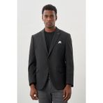 Siyah Düz Gabardin Mono Yaka 2 Düğme Esnek 6 Drop Comfort Fit Casual Ceket 1002245165_001 - 48 - Regular Fit