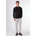 Siyah Düz Renk Uzun Kol Slim Fit Erkek Gömlek - 38