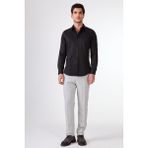 Siyah Düz Renk Uzun Kol Slim Fit Erkek Gömlek - 46