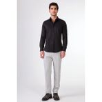 Siyah Düz Renk Uzun Kol Slim Fit Erkek Gömlek