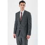 Siyah Ekoseli Mono Yaka Likralı 6 Drop Comfort Fit Rahat Kesim Klasik Takım Elbise 1001240165