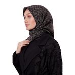 Siyah El Yazısı Desen Twill İpek Eşarp