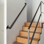 Siyah Endüstriyel Kare Merdiven Korkuluk Küpeşte - İç ve Dış Mekan Basamakları için 4ft Duvara Monte Korkuluk - Güvenli Ev Dekoru için Dayanıklı Merdiven Korkulukları