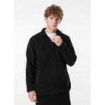 Siyah Erkek Dik Yaka Relaxed Polar Sweatshirt C4WM-SWT4201 - 2XL