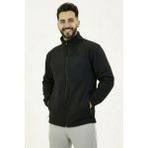 Siyah Erkek Softshell Anti Peeling Polar Ceket 3 Cepli Tam Fermuarlı Ön Parça Detaylı - 2XL - Regular Fit