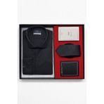 Siyah Erkek Stil Slim Fit Hediye Kutulu Gömlek, Kravat, Parfüm Ve Cüzdan Seti
