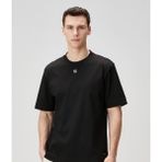 Siyah Erkek T-Shirt - Yeni Sezon Koleksiyonu Fendi Logo Baskılı - Siyah