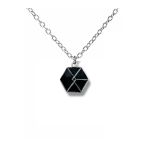 Siyah Exo Logo Kolye – 60 Cm Zincirli Unisex K-Pop Takı | Özel Tasarım
