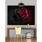 Siyah Fonda Kırmızı Gül Detayı Dekoratif Kanvas - Mdf Ahşap Tablo