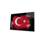 Siyah Fonlu Türk Bayrağı Ay Yıldız Cam Siyah Fon Black Background Turkish Flag Crescent and Star Gla