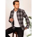 Siyah Füme Dama Desenli Slimfit Oduncu Erkek Gömlek
