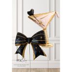 Siyah Gold Fiyonk Balon ve Martini Kadeh Folyo Balon 2li Set