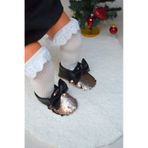Siyah Gold Pul Payetli Fiyonklu Kız Bebek Babet Patik-g-2366