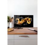 Siyah Gold Soyut Cam Kesme Tahtası, Silikon Ayaklı, Isıya Kırılmaya Dayanıklı, Sunum Kesim Tablası - 23 x 35 cm