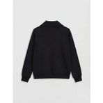 Siyah Gömlek Yaka Kız Çocuk Kalın Fermuarlı Sweatshirt