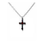 Siyah Gotik Haç Figürlü Unisex Kolye – 60 Cm Zincirli, Metal Alternatif Ve Vintage Takı