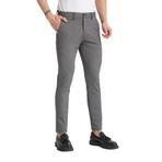 Siyah-Gri Desenli Erkek Kalın Yandan Cepli Klasik Bel Slim Fit Chino Pantolon Siyah 38
