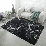 Siyah Gri ve Altın Modern Mermer Halı - Erkek Yatak Odası veya Oyun Odası için Peluş Flanel Gece Halısı - Gençler için 3D Tasarım - Çok Yönlü Banyo Paspasları Yolluk - 140 x 200 cm - Renk 6