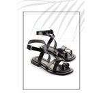 Siyah Hakiki Deri Kadın Sandalet K05826078103