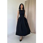 Siyah Halter Yaka Kloş Elbise