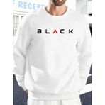 Siyah Harfli Yaratıcı Baskı Erkek Temel Giyim Bol Sweatshirt Spor Sokak Stili Kazak Rahat Yum - Beyaz - 3XL