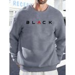 Siyah Harfli Yaratıcı Baskı Erkek Temel Giyim Bol Sweatshirt Spor Sokak Stili Kazak Rahat Yum - Gri
