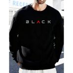 Siyah Harfli Yaratıcı Baskı Erkek Temel Giyim Bol Sweatshirt Spor Sokak Stili Kazak Rahat Yum - XL