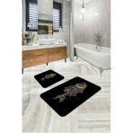 Siyah Hayvan Temalı Banyo Halısı Klozet Paspas Seti BS204
