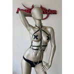 Siyah İç Çamaşır Modelleri Fantazi Deri Harness