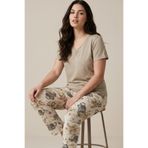 Siyah İnci çiçek desenli Viskon Örme Pijama Takım26119123