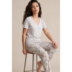 Siyah İnci gri yaprak desenli Viskon Örme Pijama Takım26119125